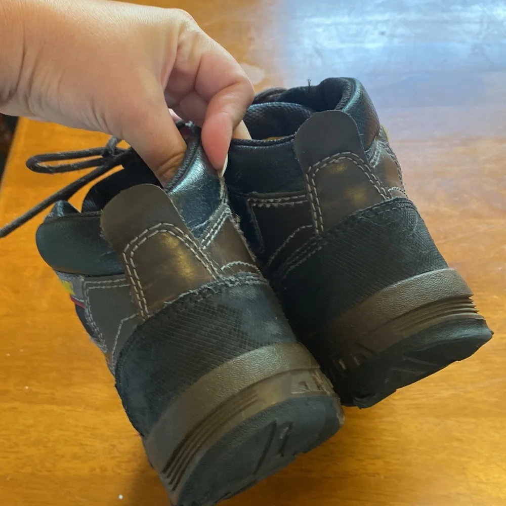 Caterpillar Brown Black Boots 8 Leather Upper Steel Toe